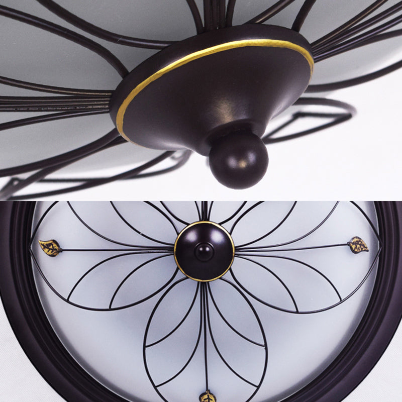 Luminaire encastré à LED en verre dépoli - Conception de bol blanc traditionnel pour éclairage de plafond de couloir en lumière chaude/blanche, 13" ou 19,5" de large
