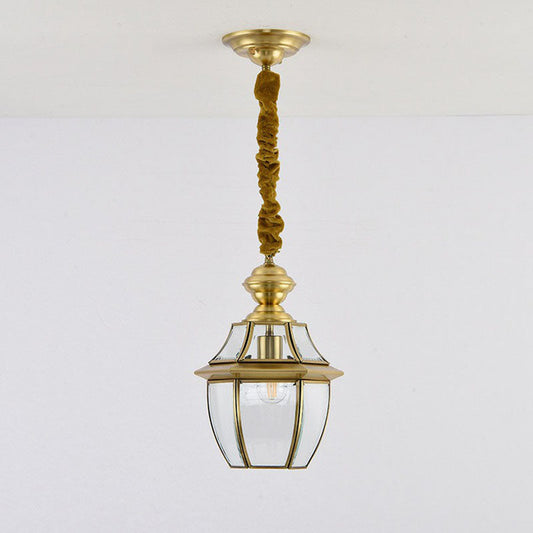 Antique Brass Oval Glass Pendant Light For Dining Room Ceiling