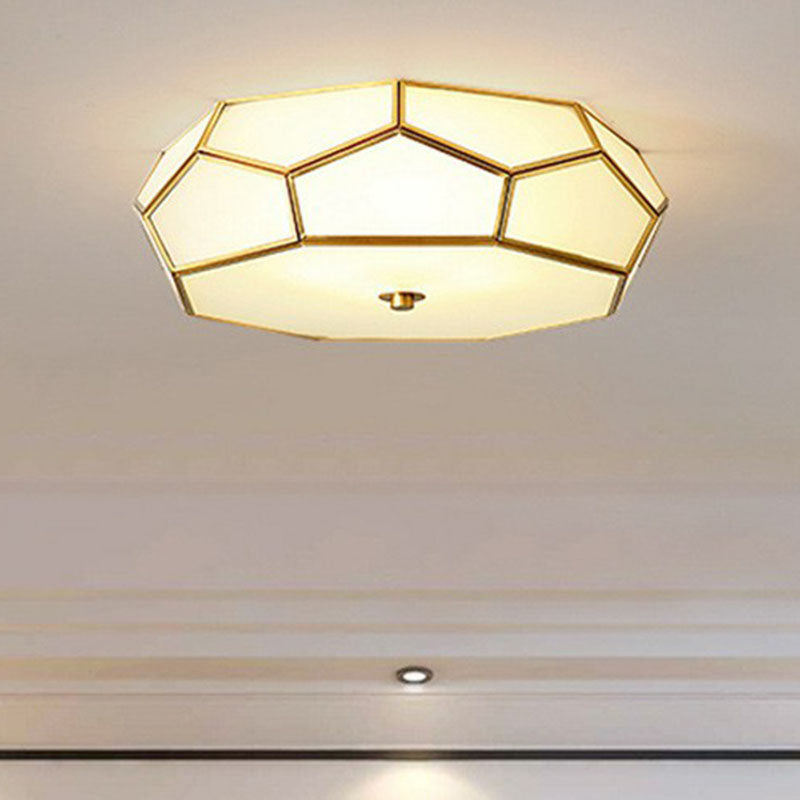 Minimalist Football Design Ceiling Light with Brass Finish – Flush Mount Glass Fixture