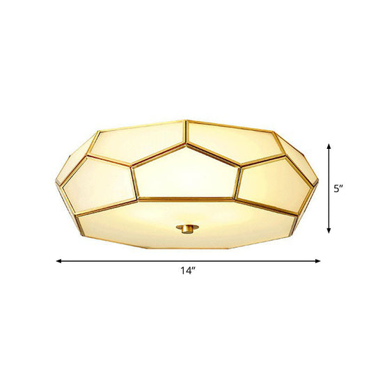 Minimalist Football Design Ceiling Light with Brass Finish – Flush Mount Glass Fixture