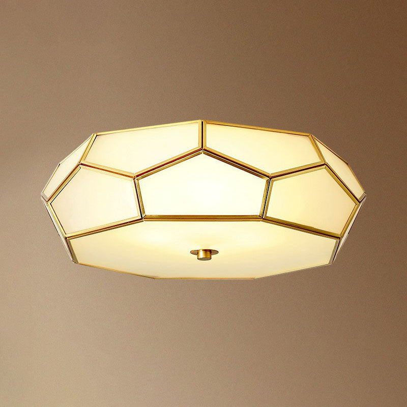 Minimalist Football Design Ceiling Light with Brass Finish – Flush Mount Glass Fixture