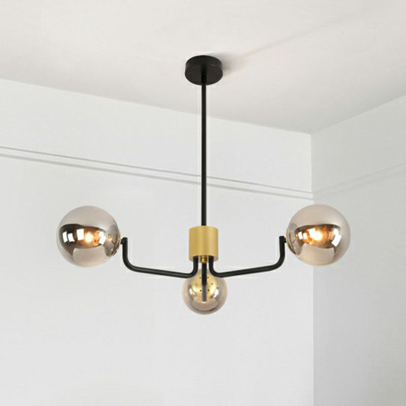 Radial Metal Ball Glass Chandelier – Modern Suspension Light for Living Room