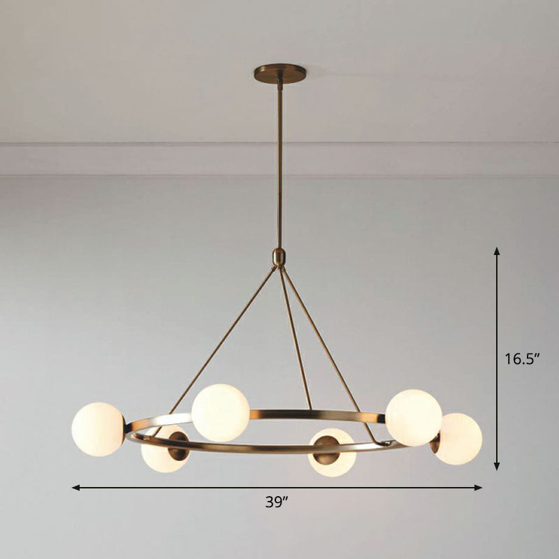 Lampe à main en verre laiteux : suspension circulaire minimaliste pour lustre de plafond de salon