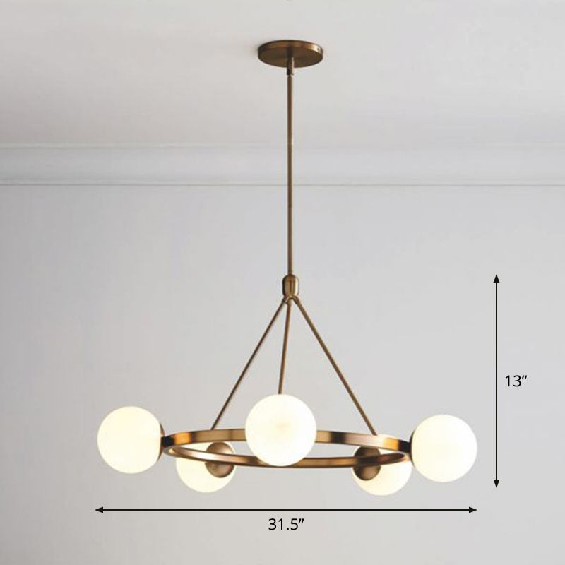 Lampe à main en verre laiteux : suspension circulaire minimaliste pour lustre de plafond de salon