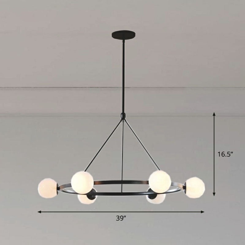 Lampe à main en verre laiteux : suspension circulaire minimaliste pour lustre de plafond de salon