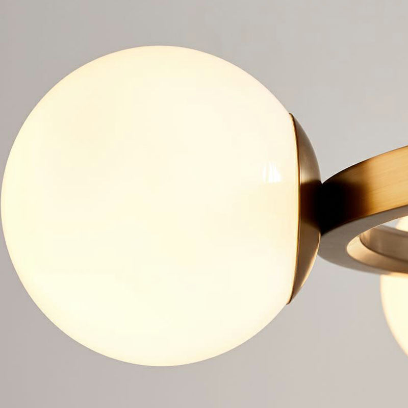 Lampe à main en verre laiteux : suspension circulaire minimaliste pour lustre de plafond de salon