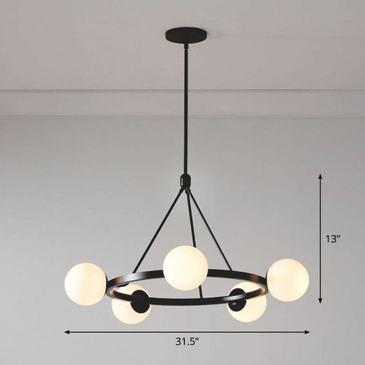 Milky Glass Hand Lamp: Minimalist Circular Pendant for Living Room Ceiling Chandelier