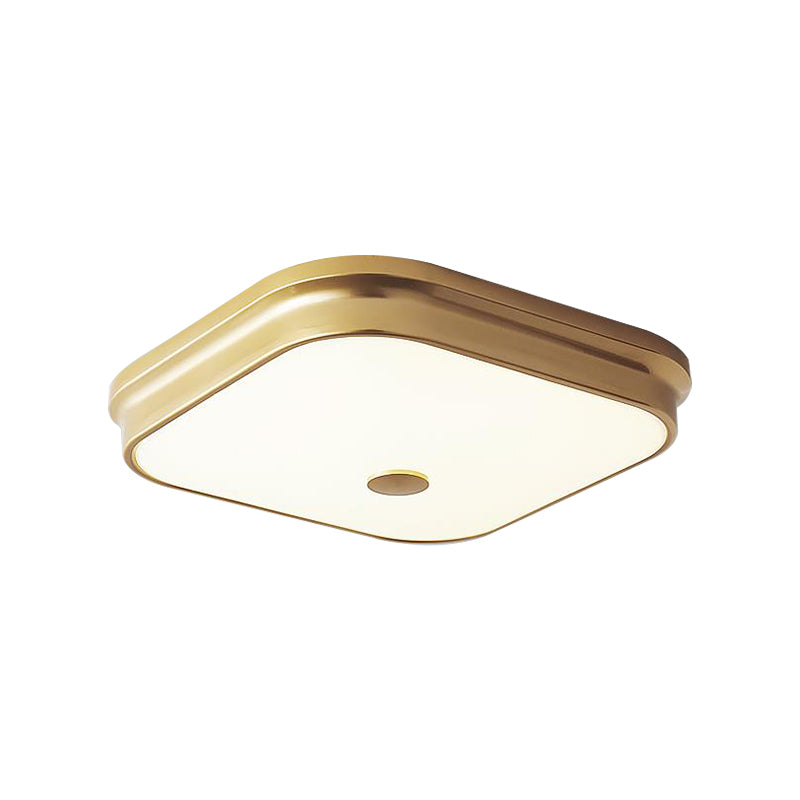 Plafonnier LED encastrable : plafonnier carré traditionnel en verre dépoli - Noir/doré pour salon - Dimensions : 11"/15"/19,5