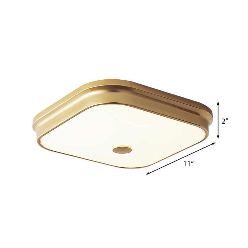 Plafonnier LED encastrable : plafonnier carré traditionnel en verre dépoli - Noir/doré pour salon - Dimensions : 11"/15"/19,5