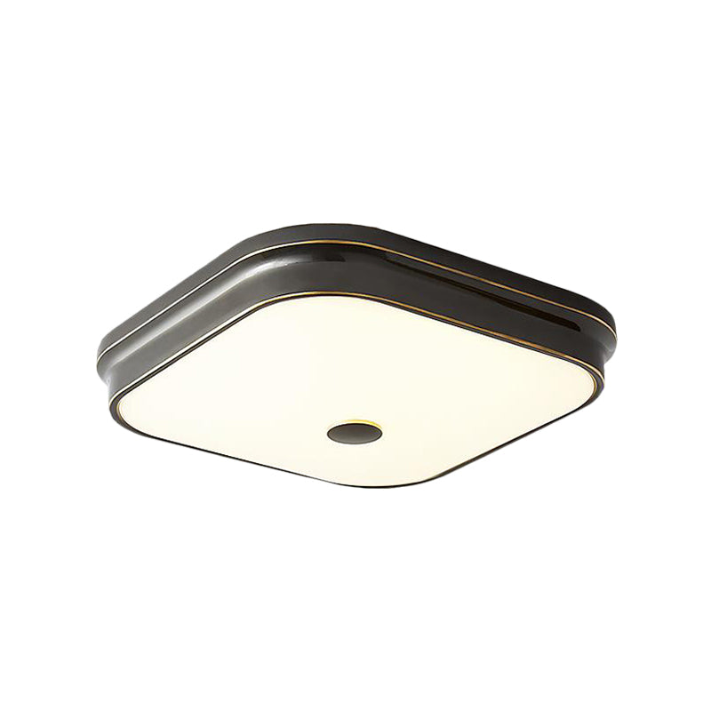 Plafonnier LED encastrable : plafonnier carré traditionnel en verre dépoli - Noir/doré pour salon - Dimensions : 11"/15"/19,5