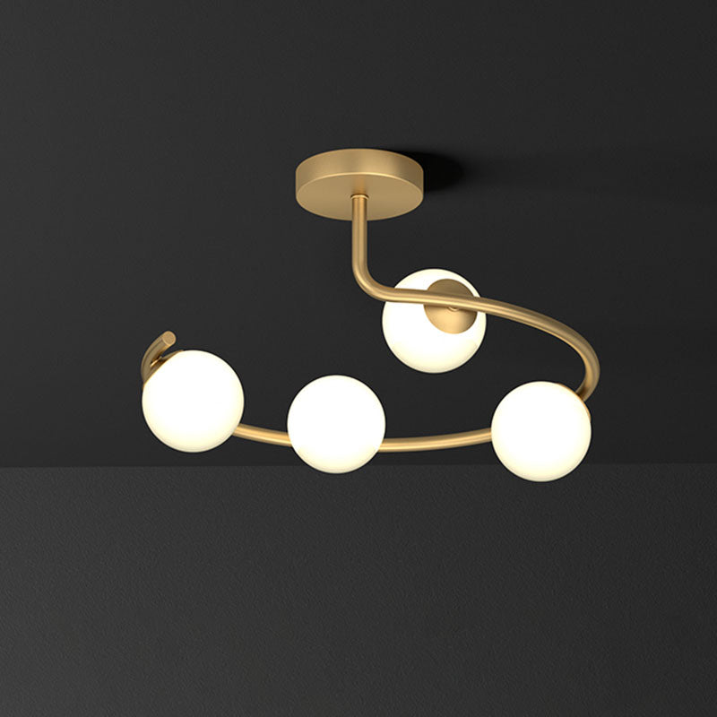 Semi Flush Mount Ceiling Light in Gold with Cream Glass Artistry - Sphere Corridor Flush Mount