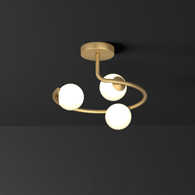 Semi Flush Mount Ceiling Light in Gold with Cream Glass Artistry - Sphere Corridor Flush Mount