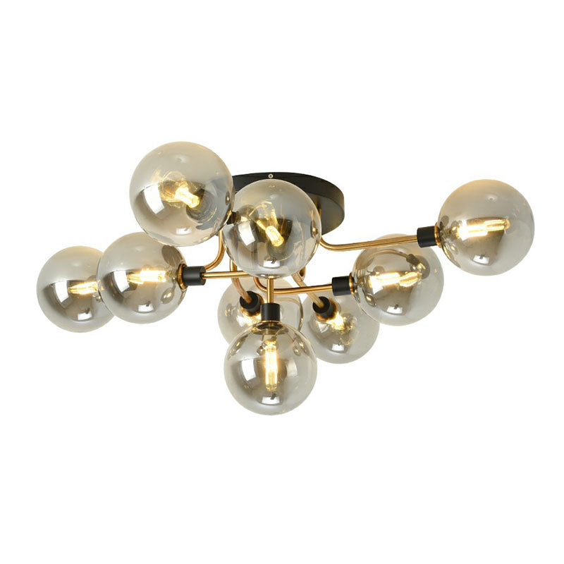 Modern Glass Semi Flush Mount Ceiling Light Fixture - Bubbles, Black Finish - Bedroom Lighting