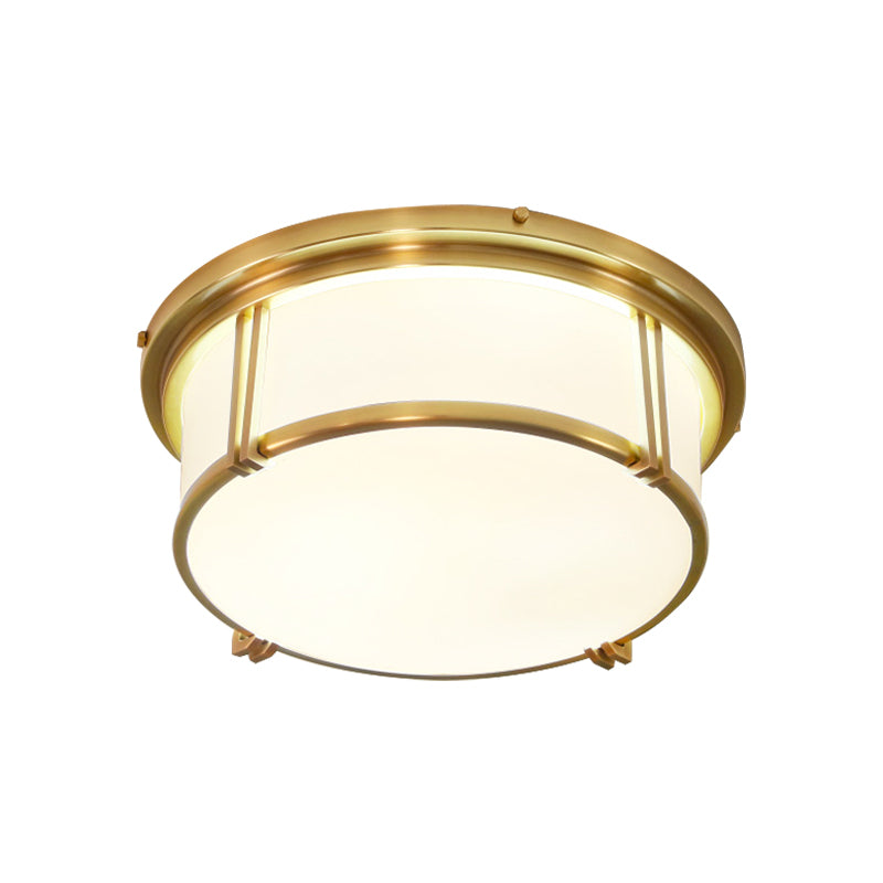 Classic Frosted Glass LED Flush Mount Lamp - Black/Brass Finish - Warm/White Light - Perfect Living Room Ceiling Light Fixture