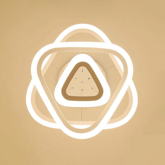 White Triangle Metal Ceiling Pendant Light - Minimalist Led Chandelier For Restaurants