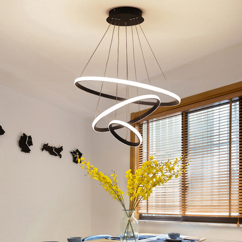 Circular LED Minimalist Pendant Acrylic Chandelier for Dining Room
