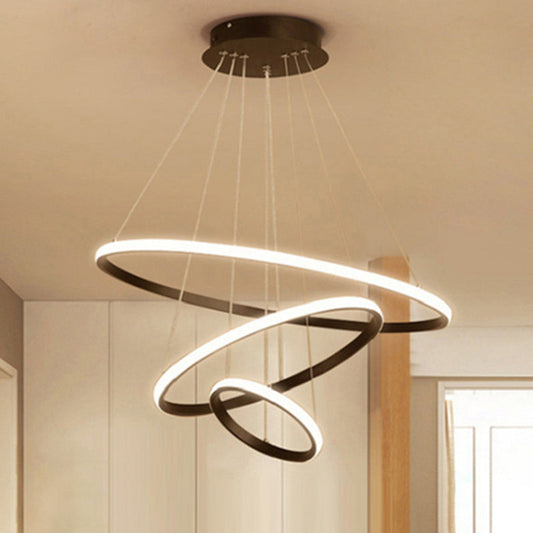 Circular LED Minimalist Pendant Acrylic Chandelier for Dining Room