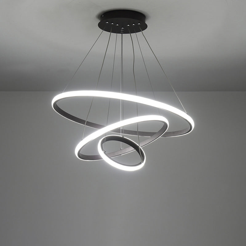 Modern Black Led Circle Pendant Chandelier For Restaurants