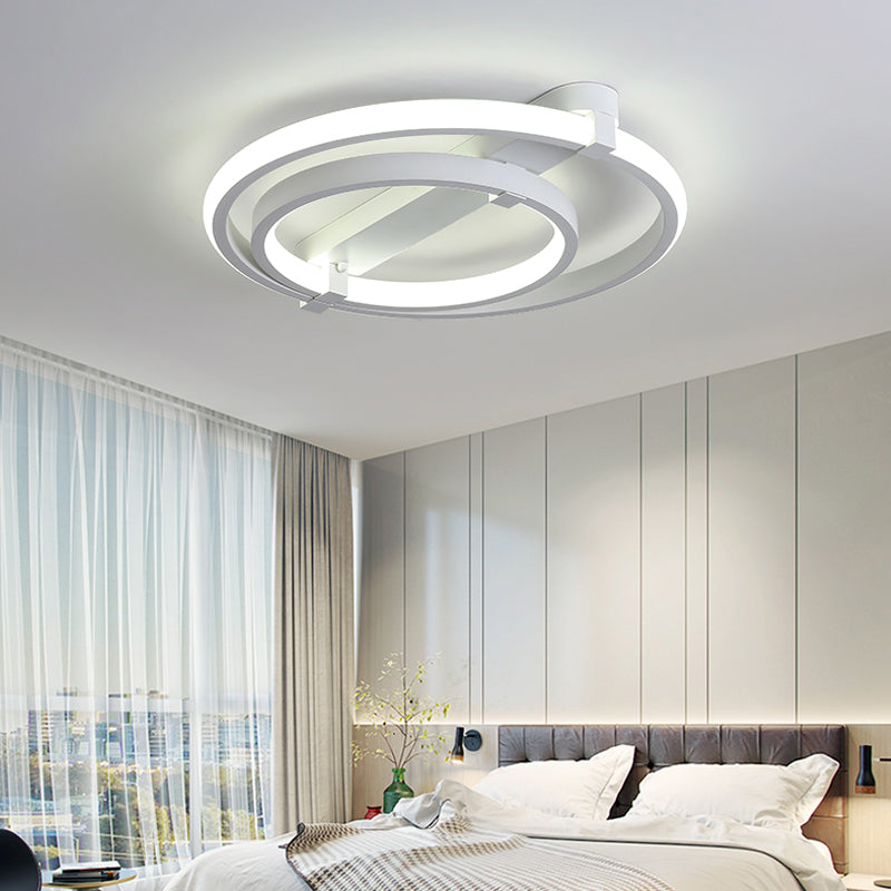 Sleek Minimalistic LED Semi Flush Ceiling Light in White for Living Room