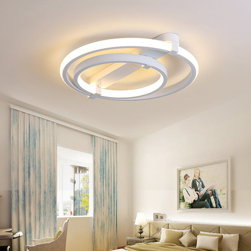 Sleek Minimalistic LED Semi Flush Ceiling Light in White for Living Room