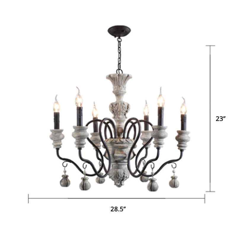 Vintage Metal Grey Chandelier Pendant Light: Elegant Restaurant Hanging Lighting