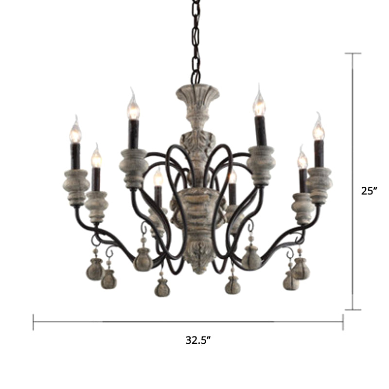 Vintage Metal Grey Chandelier Pendant Light: Elegant Restaurant Hanging Lighting
