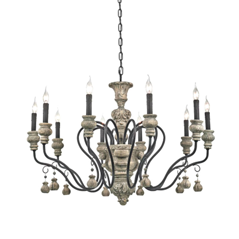 Vintage Metal Grey Chandelier Pendant Light: Elegant Restaurant Hanging Lighting