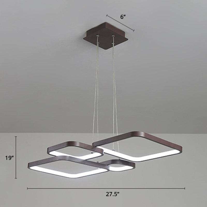 Minimalist Metallic Rhombus Chandelier Pendant Light Layered Design Led Coffee Tone 4 /