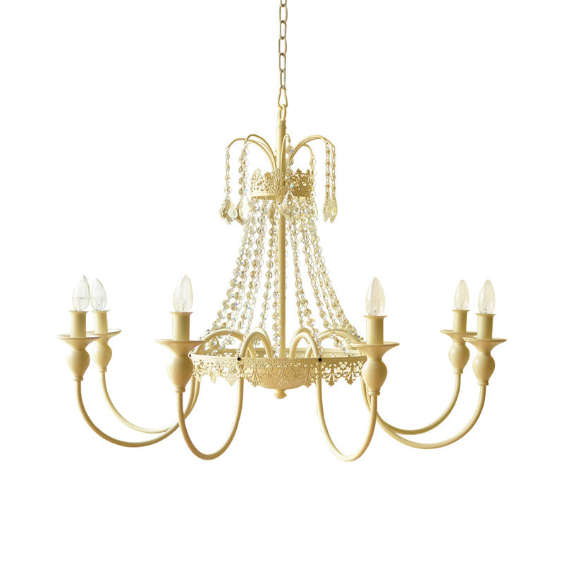 Rustic Metal And Crystal Candle Hanging Light - 4/6 Lights Chandelier For Living Room