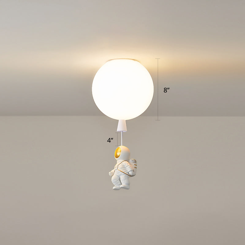 Creative Astronaut Themed Balloon Ceiling Mount Light, Silica Gel, 1-Bulb, Bedroom Flush Light