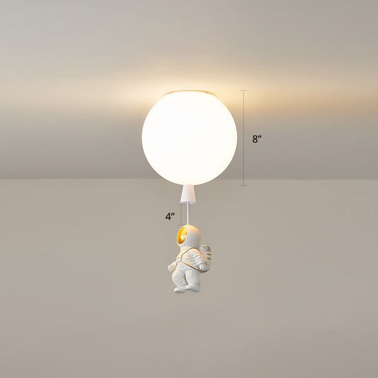 Creative Astronaut Themed Balloon Ceiling Mount Light, Silica Gel, 1-Bulb, Bedroom Flush Light