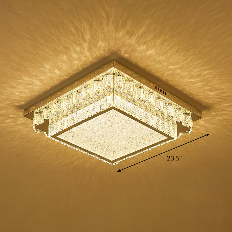 Modern Crystal LED Flush Ceiling Light with Sleek Geometric Design
