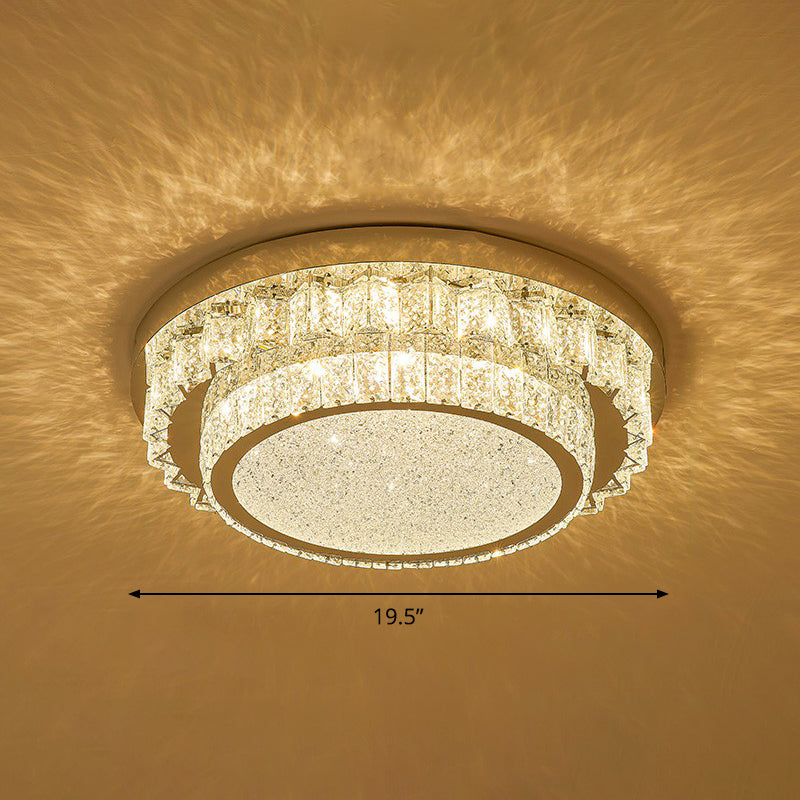 Modern Crystal LED Flush Ceiling Light with Sleek Geometric Design