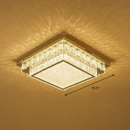 Modern Crystal LED Flush Ceiling Light with Sleek Geometric Design