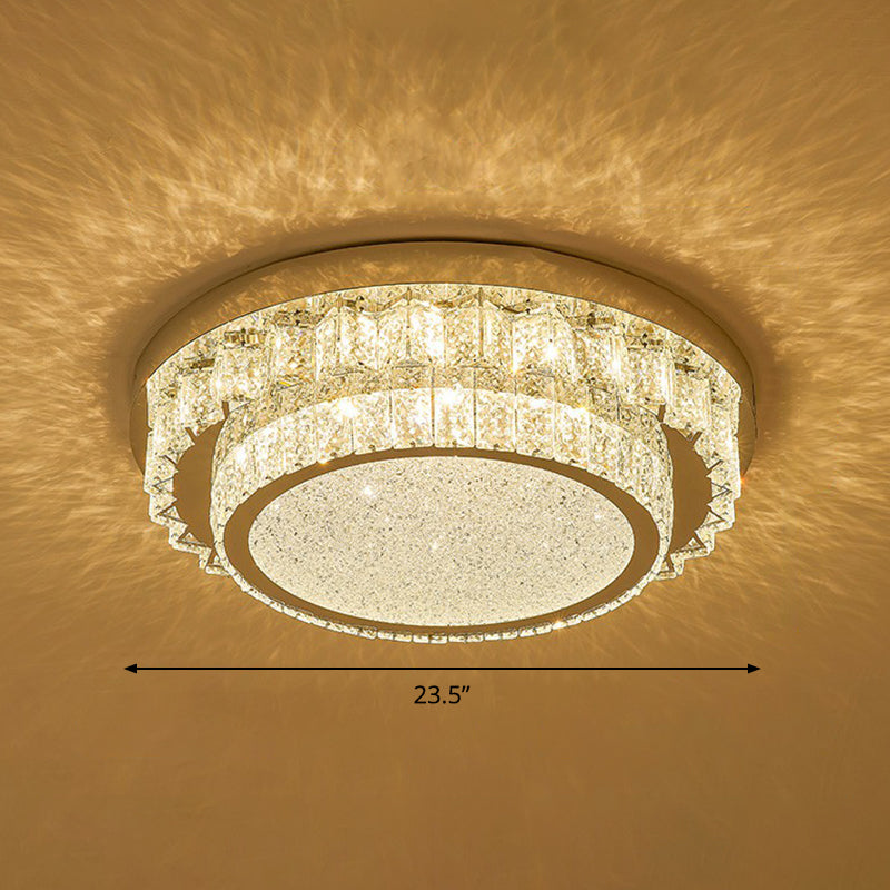 Modern Crystal LED Flush Ceiling Light with Sleek Geometric Design
