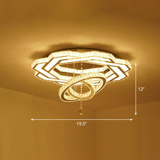 Floral LED Ceiling Light: Contemporary Crystal Clear Semi Flush for Living Room