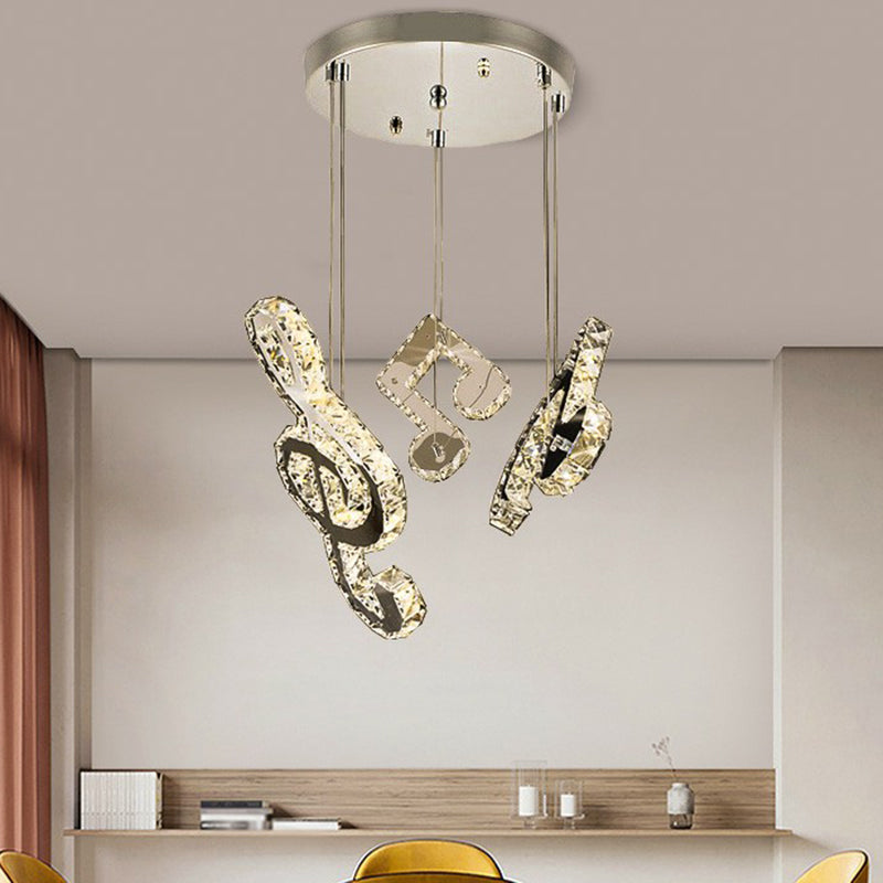 Minimalistic Music Note Crystal Ceiling Light - Clear