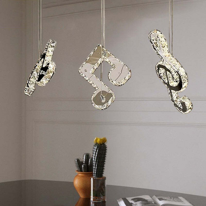 Minimalistic Music Note Crystal Ceiling Light - Clear