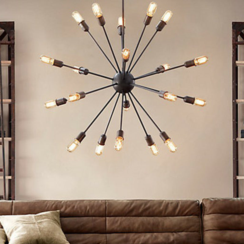 Plafonnier suspendu moderne en métal noir avec design de style loft pour le salon