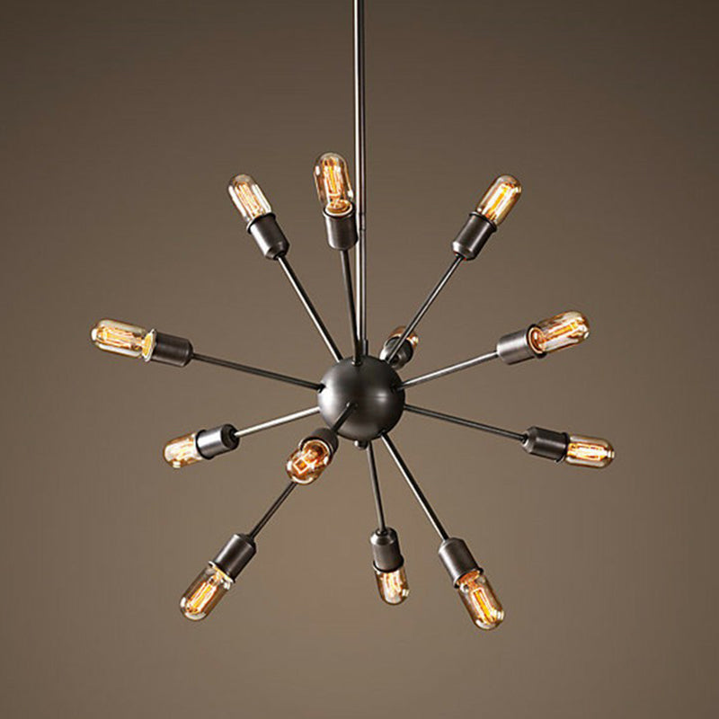 Plafonnier suspendu moderne en métal noir avec design de style loft pour le salon