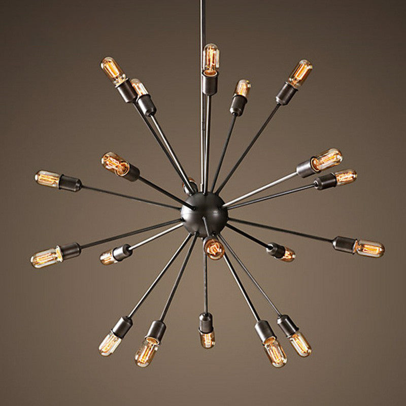 Plafonnier suspendu moderne en métal noir avec design de style loft pour le salon