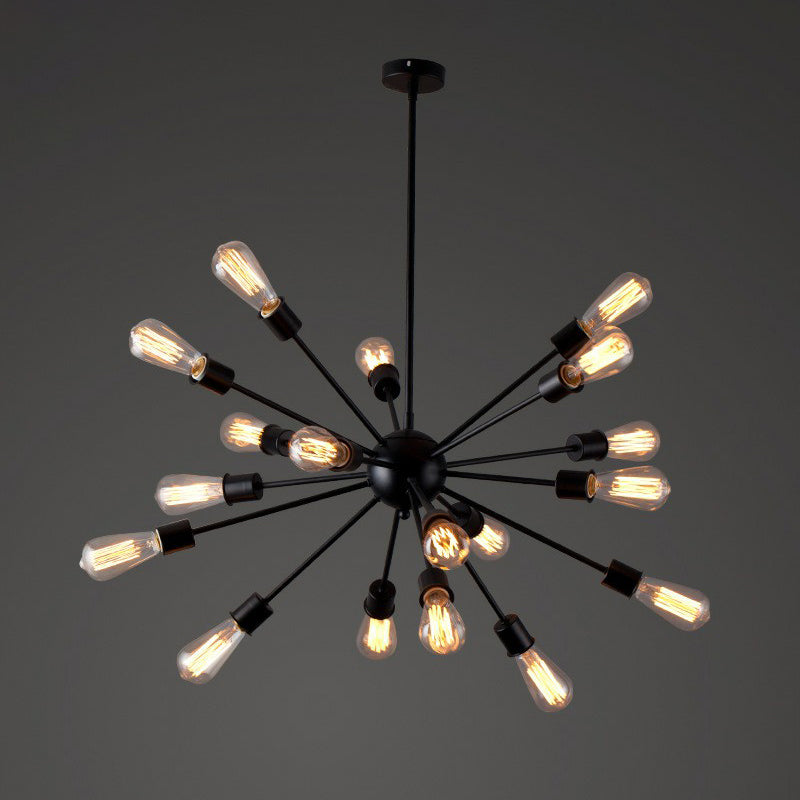 Plafonnier suspendu moderne en métal noir avec design de style loft pour le salon