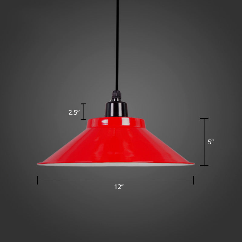 Suspension conique en métal avec bord roulé - Lampe de plafond à 1 lampe pour décoration de loft