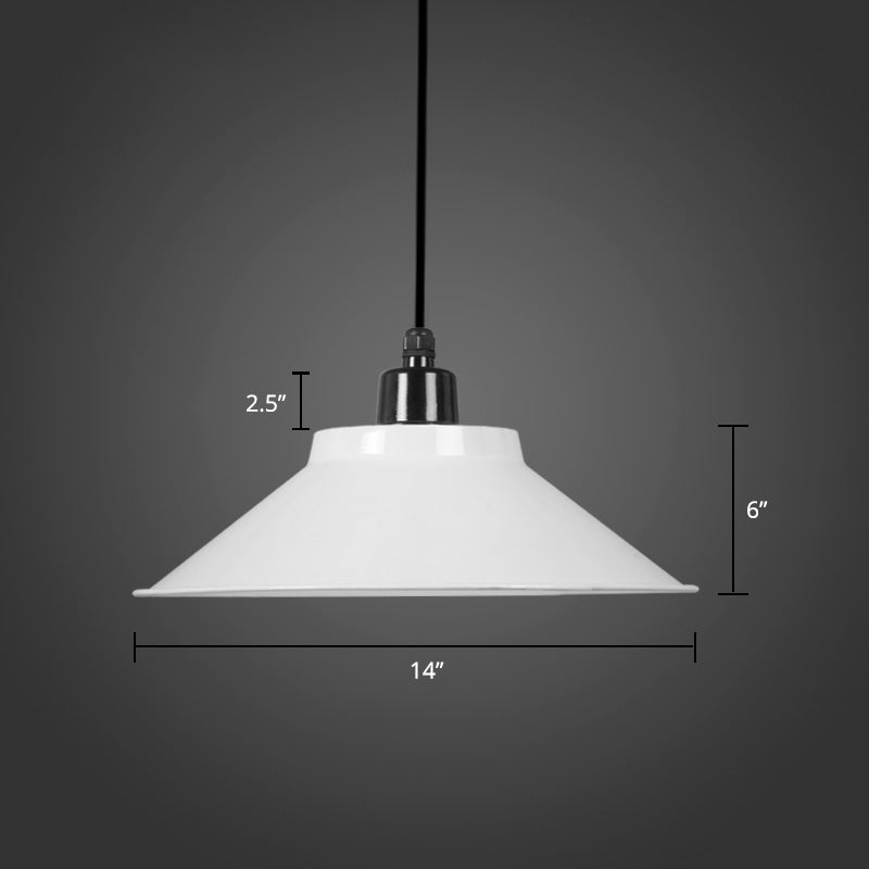 Suspension conique en métal avec bord roulé - Lampe de plafond à 1 lampe pour décoration de loft