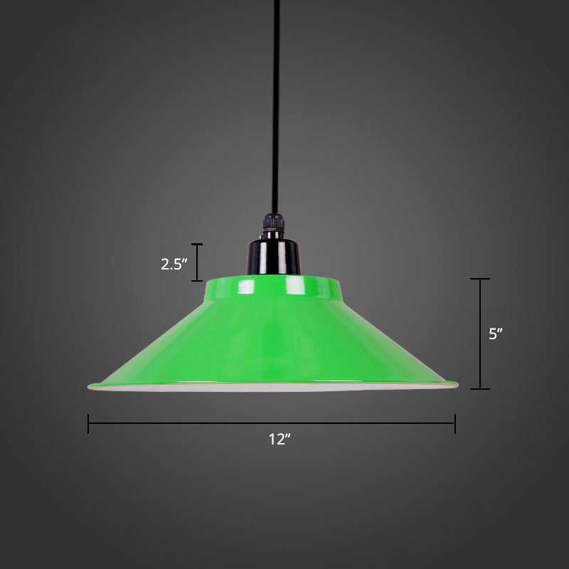 Suspension conique en métal avec bord roulé - Lampe de plafond à 1 lampe pour décoration de loft
