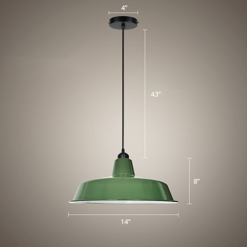 Green Barn Pendant Lamp - Loft Style Metal, 1-Bulb Suspension Light for Dining Room