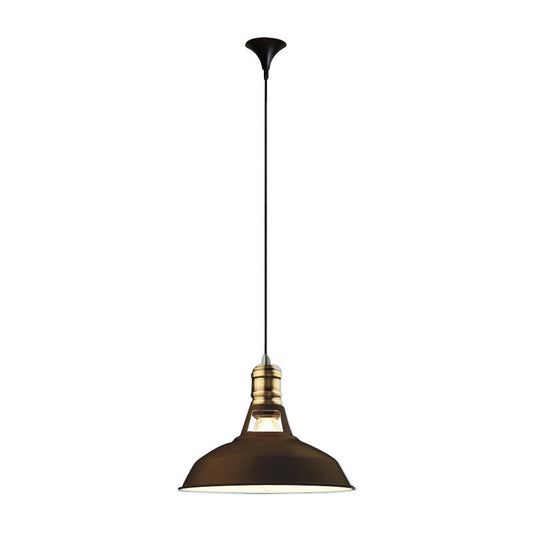 Iron Barn Shaped Industrial Pendulum Light - 1-Bulb Dining Room Pendant Fixture with Vented Socket