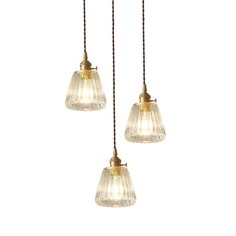Lampe suspendue vintage en verre transparent : design conique moderne, idéale pour les restaurants - Luminaire suspendu à ampoule unique