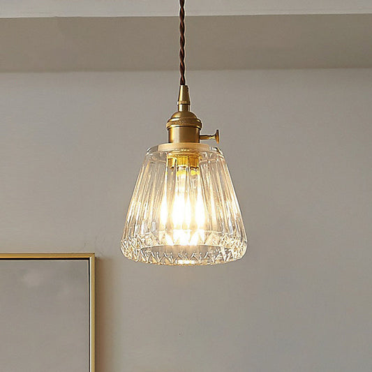 Lampe suspendue vintage en verre transparent : design conique moderne, idéale pour les restaurants - Luminaire suspendu à ampoule unique