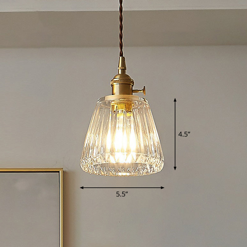 Lampe suspendue vintage en verre transparent : design conique moderne, idéale pour les restaurants - Luminaire suspendu à ampoule unique